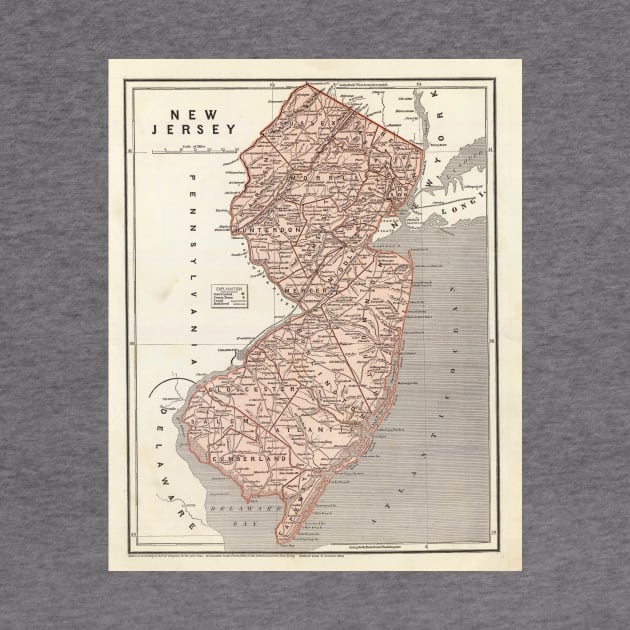 Vintage Map of New Jersey (1845) by Bravuramedia